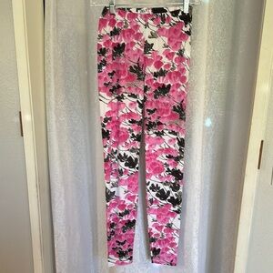 YELETE Floral Pink and Black Women's Leggings Sz: M/L